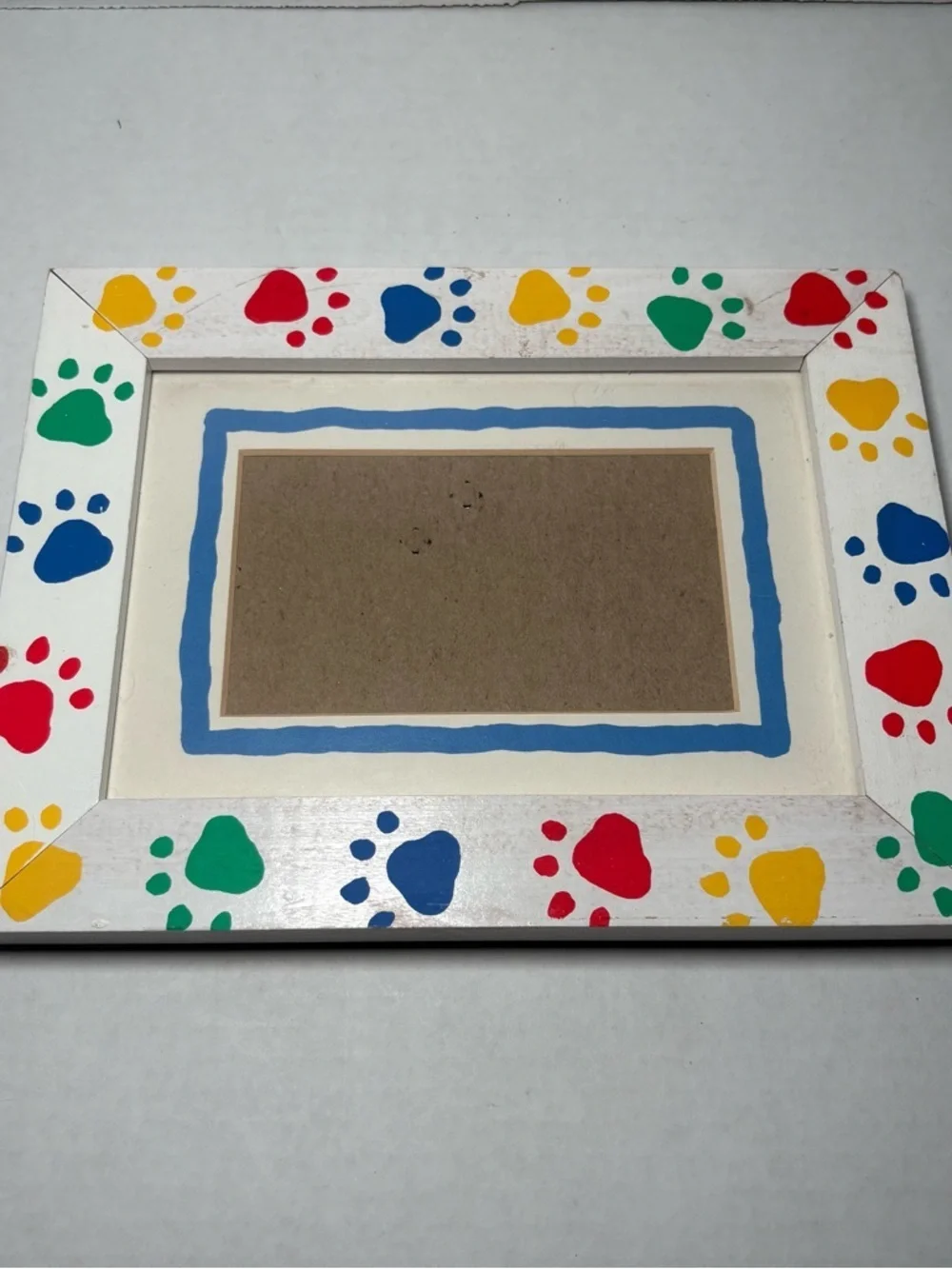 Vintage 90s Colorful Paw Prints Photo Picture Frame 4x6 Photos